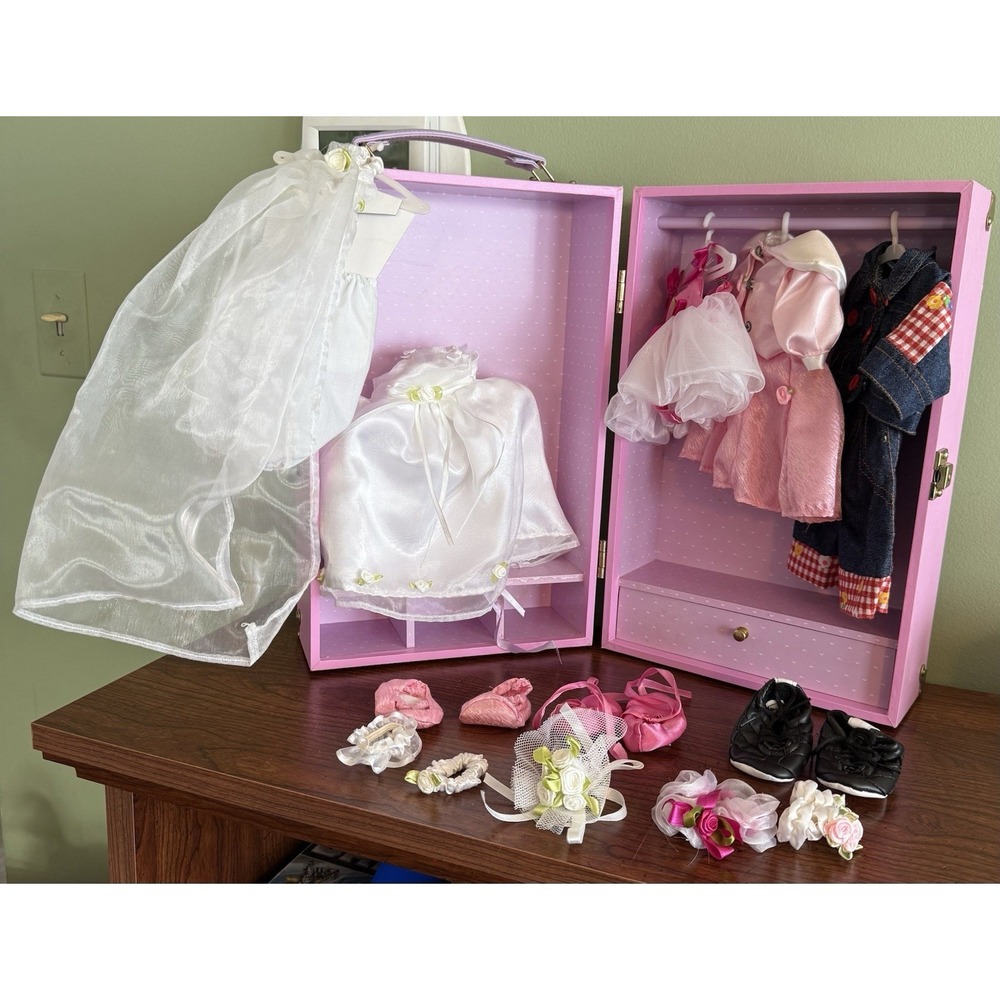 Hugfun Fashion Pink Storage Case‎ With Wedding Dress, Outfits & Accessories 2001